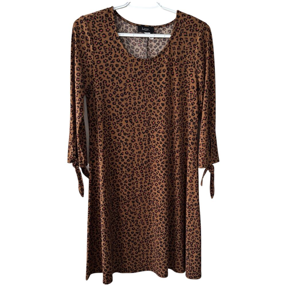 MSK Animal Cheetah Print Comfy Knee Length Dress Women's Size Small